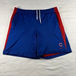 Nike MLB Chicago Cubs Shorts Mens Large Blue Red Excellent Embroidered Logo